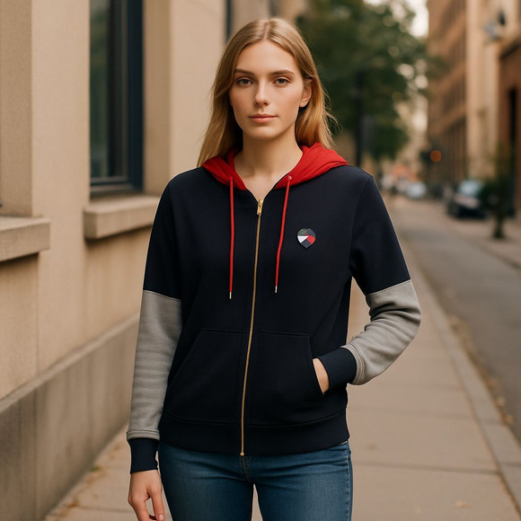 Vintage Y2K Tommy Hilfiger Colorblock Hoodie LRG Long Sleeve Full Zip Preppy USA - Picture 1 of 12